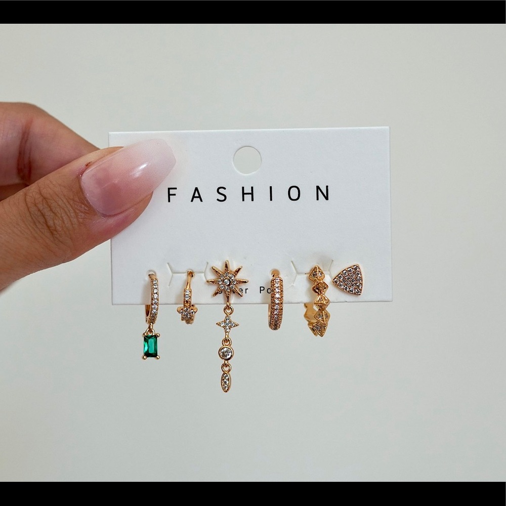 6-Pack Gold Earrings - Silver Post